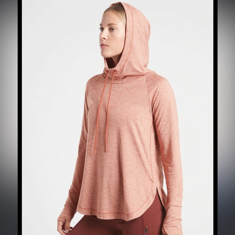 Athleta Uptempo Hoodie Burnt Orange Heathered Sweatshirt Medium